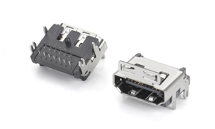 HDMI? AF 三排 DIP (有柱）魚(yú)叉腳銅殼帶彈片 HAF19L-11BN-Q1P3