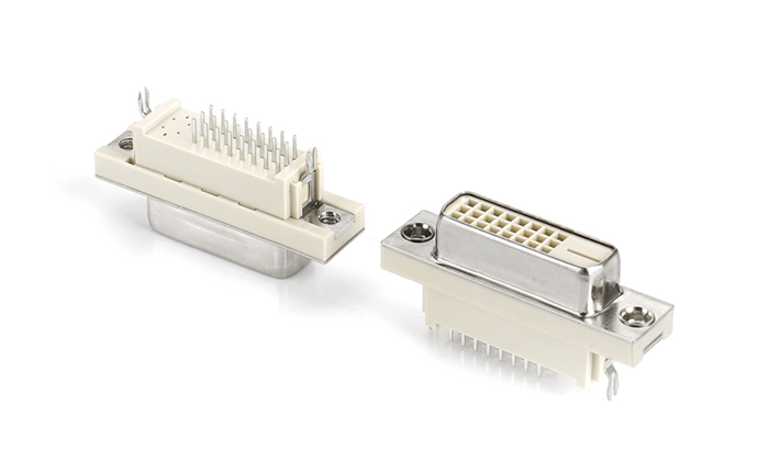 DVI24+1 180度魚叉式米黃色鉚合，魚叉2.34中心距26.9（H10.5) VGF25T-28SN-B11P0